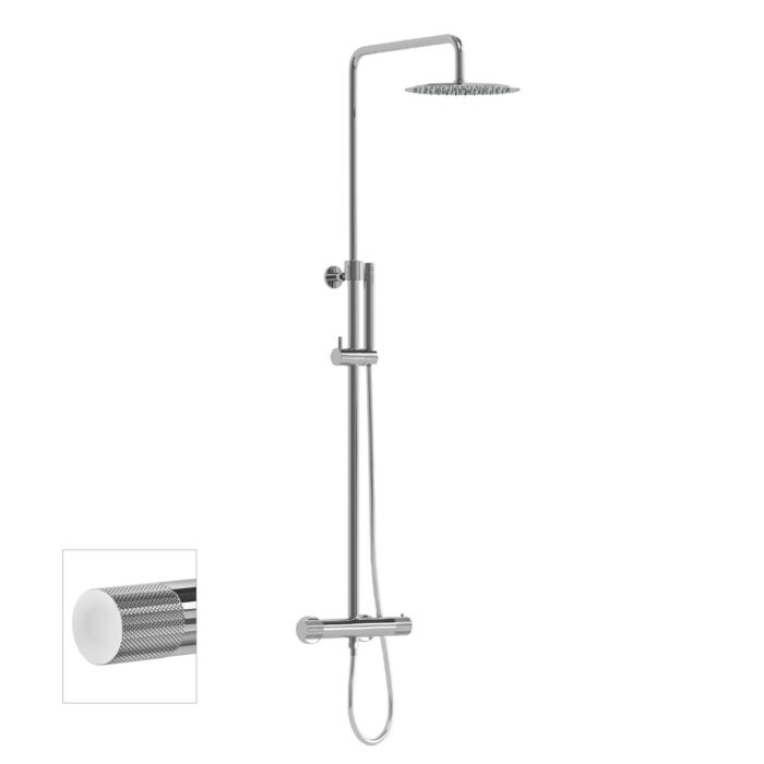 Shower Valve, Rigid Riser Rail, Shower Head and Handset - Chrome