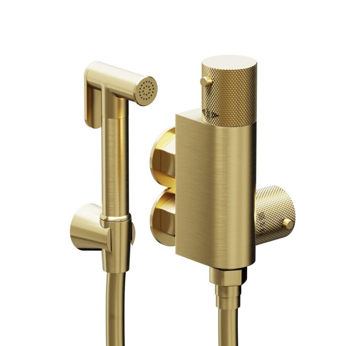 Brushed Brass Thermostatic Douche Kit