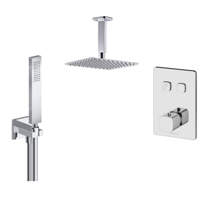 Chrome Touch Valve, Shower Head, Ceiling Arm & Handset