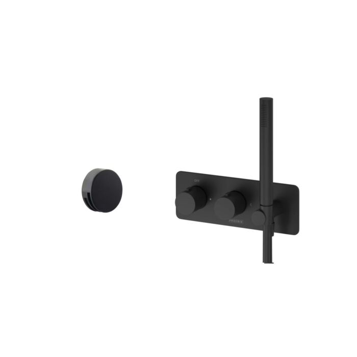 Thermostatic Valve, Handset & Overflow Filler Matt Black