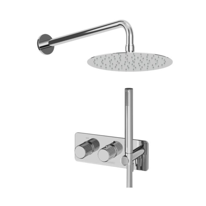 Chrome Thermostatic Valve, Shower Head, Wall Arm & Handset