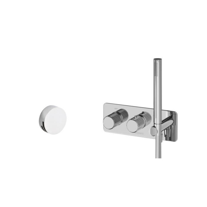 Chrome Thermostatic Valve, Handset & Overflow Filler