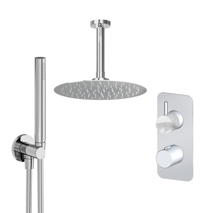 Concealed Thermostatic Valve, Shower Head, Ceiling Arm & Handset